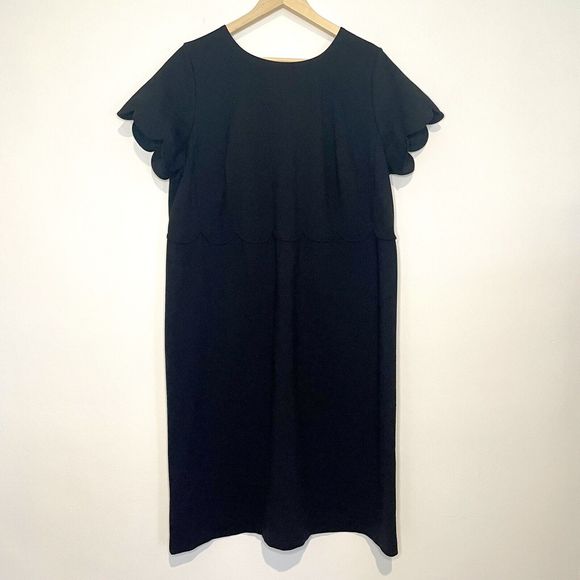 Talbots Dresses & Skirts - Talbots Ponte Knit Scalloped Edge Black Sheath Dress Size 14W